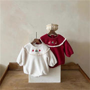 2025秋冬新作　子供服　厚手　刺繍　ロンパース　可愛い　新生児　キッズ　クリスマス服　おしゃれ　2色