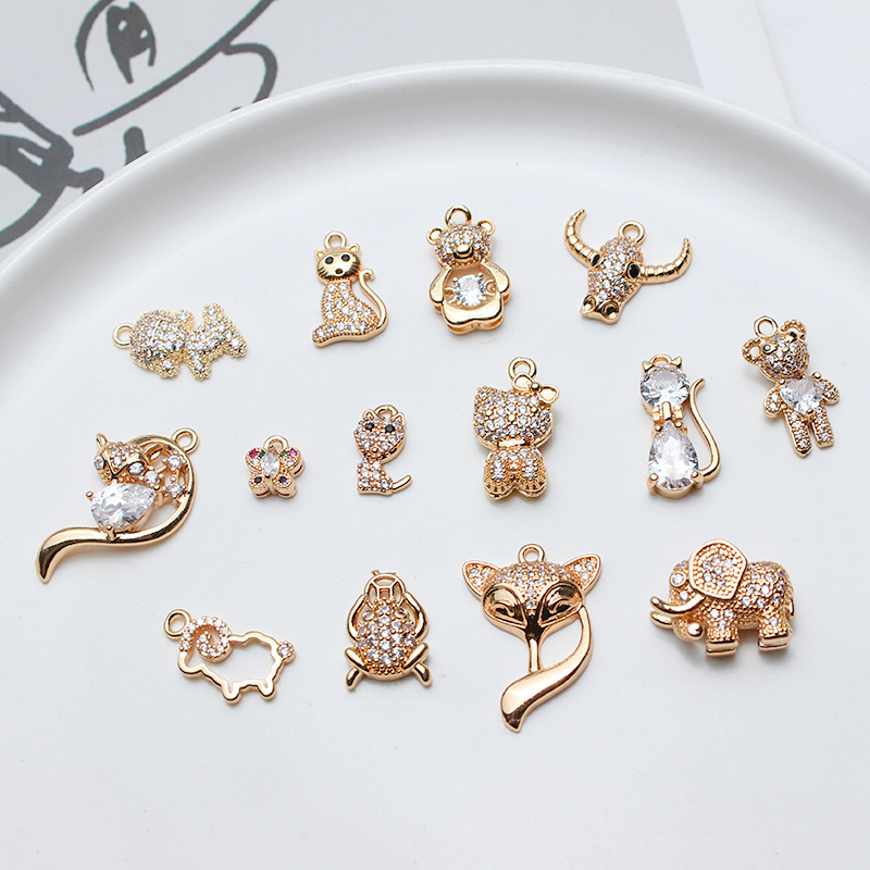 デコパーツ メタルパーツ 金属チャーム ハンドメイドパーツ 猫 クマ 狐 アクセサリーパーツ 動物モチーフ