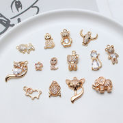 デコパーツ メタルパーツ 金属チャーム ハンドメイドパーツ 猫 クマ 狐 アクセサリーパーツ 動物モチーフ