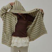 2025年INS 秋冬新作    気質   おしゃれ  デザイン   ストライプ    ニット   カーディガン トップス