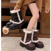 秋冬シューズ  ブーツ ショートブーツ  PU  厚底 裏起毛