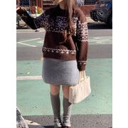 2025年INS　秋冬新作   フレンチ   デザイン性  ニット ジャカード   トップス   セーター