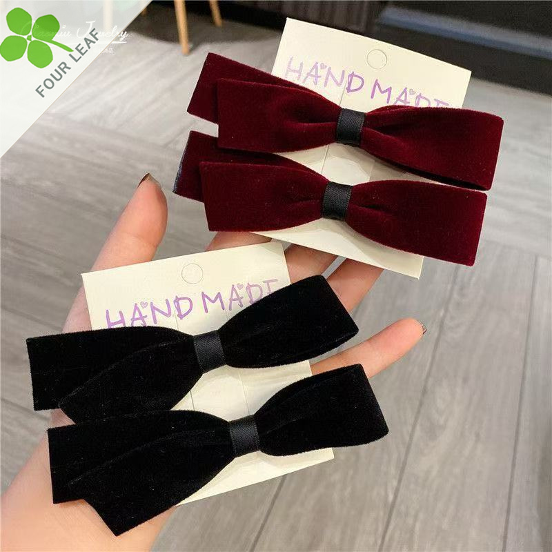 ベロア 蝶結び ヘアピン ヘアクリップ 髪飾り ヘアアクセサリー 髪留め ファッション 可愛い