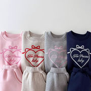 2025  秋冬新作 ins おしゃれ ハート刺繍 上着+ズボン 2点 セット 子供服 80~130cm