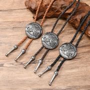 首輪レザーネック/ループタイ メンズ ポロタイ ボロタイ おしゃれ 紐 ロープ アクセサリーE90072