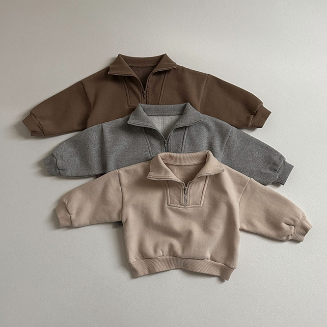 2025秋冬※半ジップ 裏起毛スウェットシャツ 男女兼用 カジュアル フラップ襟