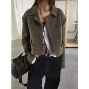 INS 秋冬新作    気質   おしゃれ  ダブルボタン  スリム  ショート  ツイードコート
