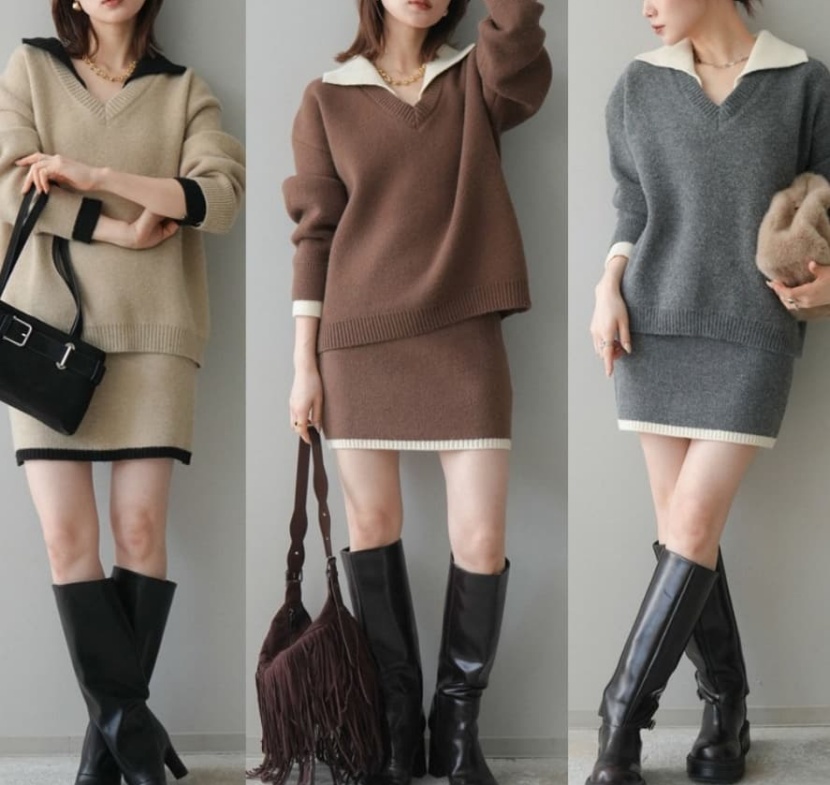 2025年INS 秋冬新作    気質   おしゃれ   デザイン性   ニット  2点セットアップ