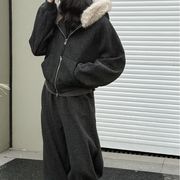 UQ0450トップス レディース パーカー ワイドパンツ ボトムス 二点セット 2色 韓国風 2025秋新作