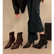 秋冬シューズ  ブーツ ショートブーツ ハイヒール フェイクレザー  お出かけ 靴  防寒