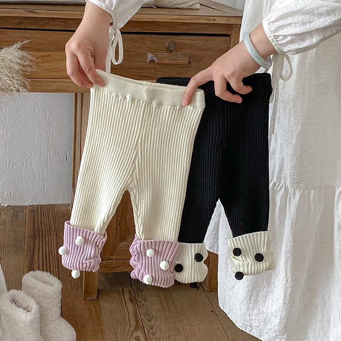 2025秋冬※ニットセーター レギンス ベビードット柄 ロングパンツ 女の子