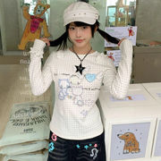 長袖 Tシャツ ショート丈 スリム ギャル セクシー 無地 インナー トップス