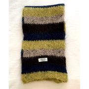 秋冬 防寒 男女兼用 厚手 モヘア ニット ボーダー柄 ロングマフラー　2415