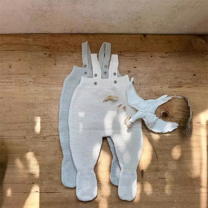 2025秋冬※YS☆サロペット ニットロングパンツ 腹巻き付き ニットパンツ 足付きパンツ