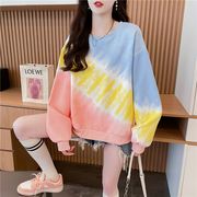 2026年新作  韓国風 春秋   グラデーション レディース  スウェット ゆったり  小柄 タイダイ