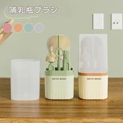 哺乳瓶ブラシ 哺乳びん 洗浄セット 持ち運び コンパクト 省スペース お手入れ 収納 便利