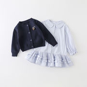 2025秋冬※セットアップ プリンセス ニットカーディガン 2点セット シャツ＆セーター 女の子