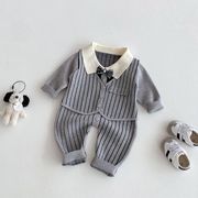 2025秋冬※ジェントルフォーマル ニットロンパース 蝶ネクタイ ベスト風 セーター  男の子