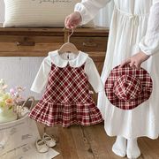 2026春秋子供服 シンプル ワンピース セットアップ 韓国風 防寒 温かい ベビー服 キッズ服 [73~100cm]