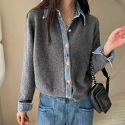 2026新作 韓国風 レディース服 デニム ニット カーディガン 4色