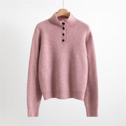 品質自信あり INSスタイル 肌ざわり柔らかなVネックセーター 高めの衿で保温性アップ リラックスシルエット