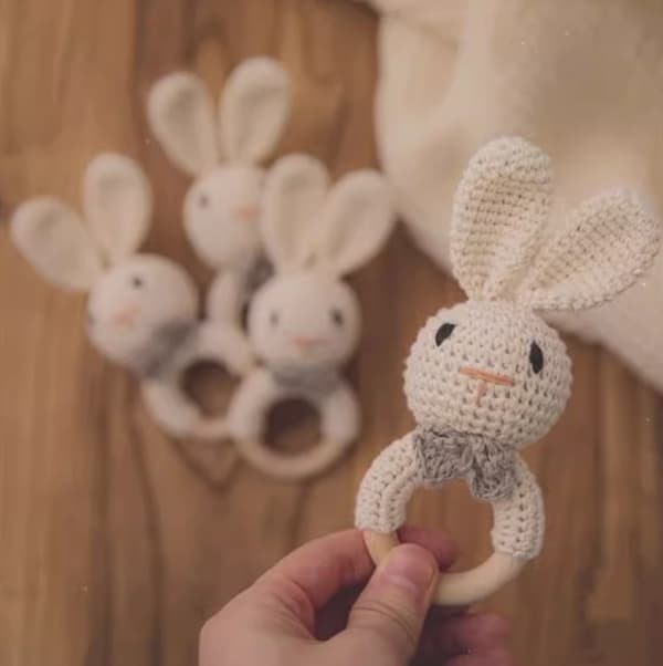 手編み ベビーラトル アニマル ニット  安らぎおもちゃ 出産祝い