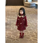 子供服　90~140cm　キッズワンピース   スパンコール   リボン　韓国子供服