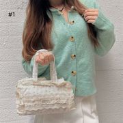 ミニトートバッグ　デザイン　可愛い　韓国ファッション　レース