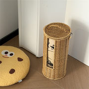 軽量でコンパクトな丸バスケット ハンドル付き持ち運び便利 紙製品整理に 2026年版