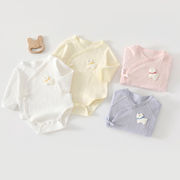 2026春※綿100 ロンパース 長袖 ジャカード 股下スナップ カバーオール