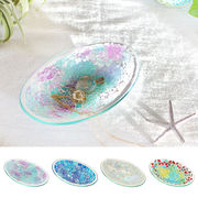 モザイク オーバルトレイ[トレー丸小物入れ皿ガラスステンドグラスオリエンタルアジアハワイマリン26SS]