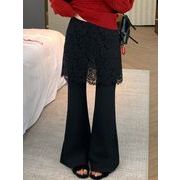 今季マストバイ   気質   おしゃれ  レース   ハイウエスト  ペプラム  カジュアルパンツ