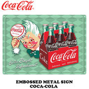 エンボス メタルサインCOCA-COLA  Extra Bright Refreshment  【コカコーラ ブリキ看板】