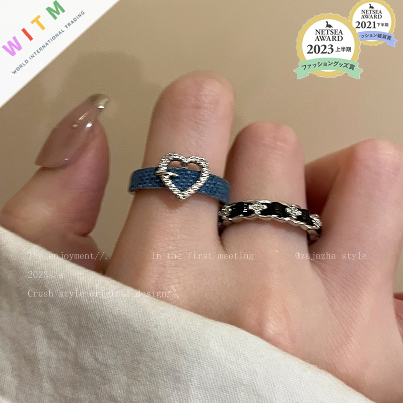 ハート ラインストーン 指輪 リング 開き指輪 開きリング デザイン アクセサリー 開口指輪 レディース