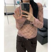 今季マストバイ   気質   おしゃれ    チェック   メッシュ  スリム  インナー   T シャツ  トップス