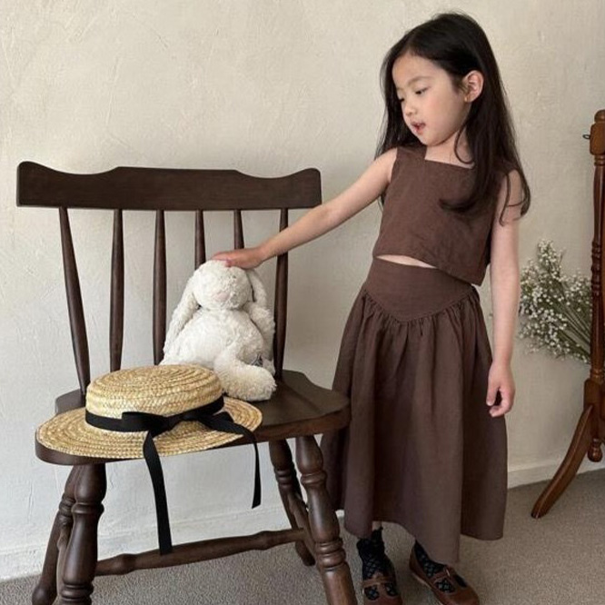 2026春※綿麻セットアップ キャミソール＋スカート  2点セット