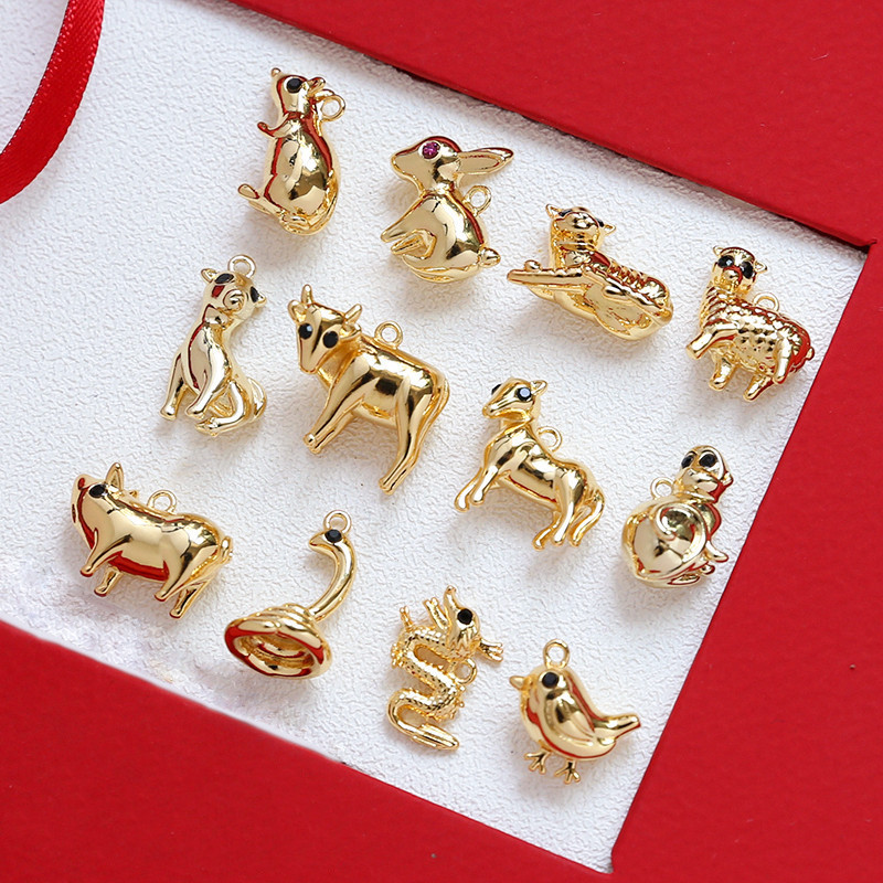 干支 メタルパーツ 魔除け 幸運 動物 ストラップ パーツ 浄化 龍 羊 蛇 アクセサリーパーツ 十二支 縁起物