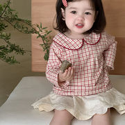 2026春※チェックベビードールトップスORミニスカート セット 女の子