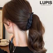 ヘアアクセサリー ヘアクリップ バナナクリップ ドット柄 くしゅくしゅ ギャザー かわいい フェミニン 上品