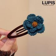 ヘアアクセサリー ヘアピン ぱっちんピン スリーピン フラワー 毛糸 編み込み ベロア調 ガーリー レトロ