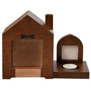 名入れ ペット仏壇 おうち型 仏壇 メモリアル 家型 木製 写真フレーム付き ハウス型 三角屋根