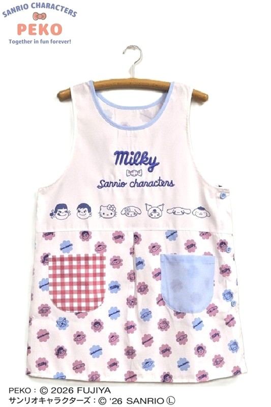 【即納】Peko＆Poko×サンリオミルキーフラワーキッチン　レディースエプロン 保育士 介護士