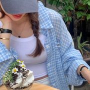 チェック柄シャツ　レディース　デザイン　韓国ファッション　INS