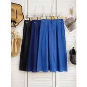 ハイウエストAラインスカート　ベルト付き デニムスカートV00127