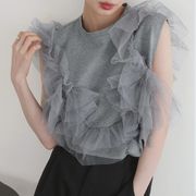 2026年INS 夏新作   気質   おしゃれ    ノースリーブ    レース飾り Tシャツ   トップス