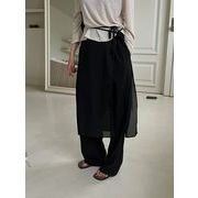 2026年INS 夏新作   気質   レースアップ重ね着用インナースカート エプロン風ミディスカート