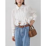 2026年INS 春新作   気質   おしゃれ    長袖シャツ  フリル トップス