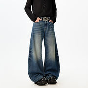 メンズ ビンテージ風 ストレート カーブ デニム パンツ 男女兼用 ボトムス 春夏秋 2026新作★全2色