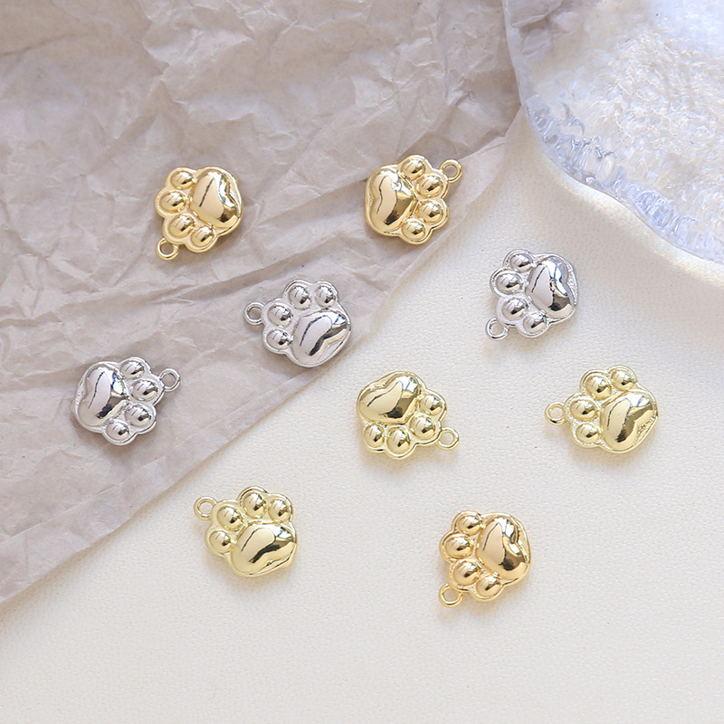メタルパーツ 金属チャーム アクセサリーパーツ 肉球 足跡 パーツ デコパーツ 手作り 動物 犬 猫 雑貨