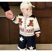 2026春秋子供服 可愛い ニットセーター&パンツ セットアップ 韓国風 ベビー服 キッズ服 [73~120cm]